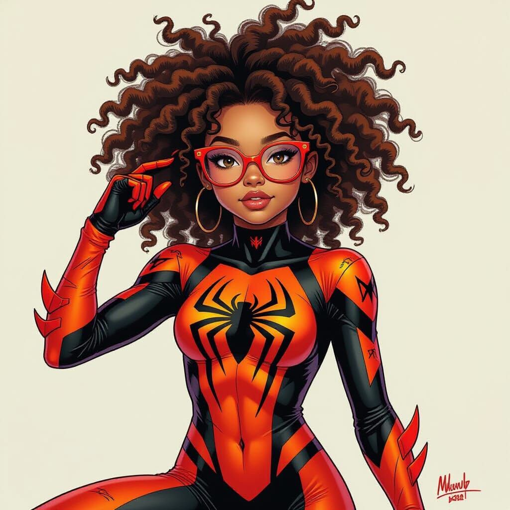 Teenage Girl in Symbiote Costume, Comic Book Style