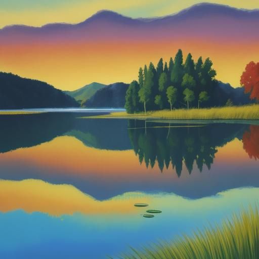 Fauvist Loch Ness Monster in a Serene Lake