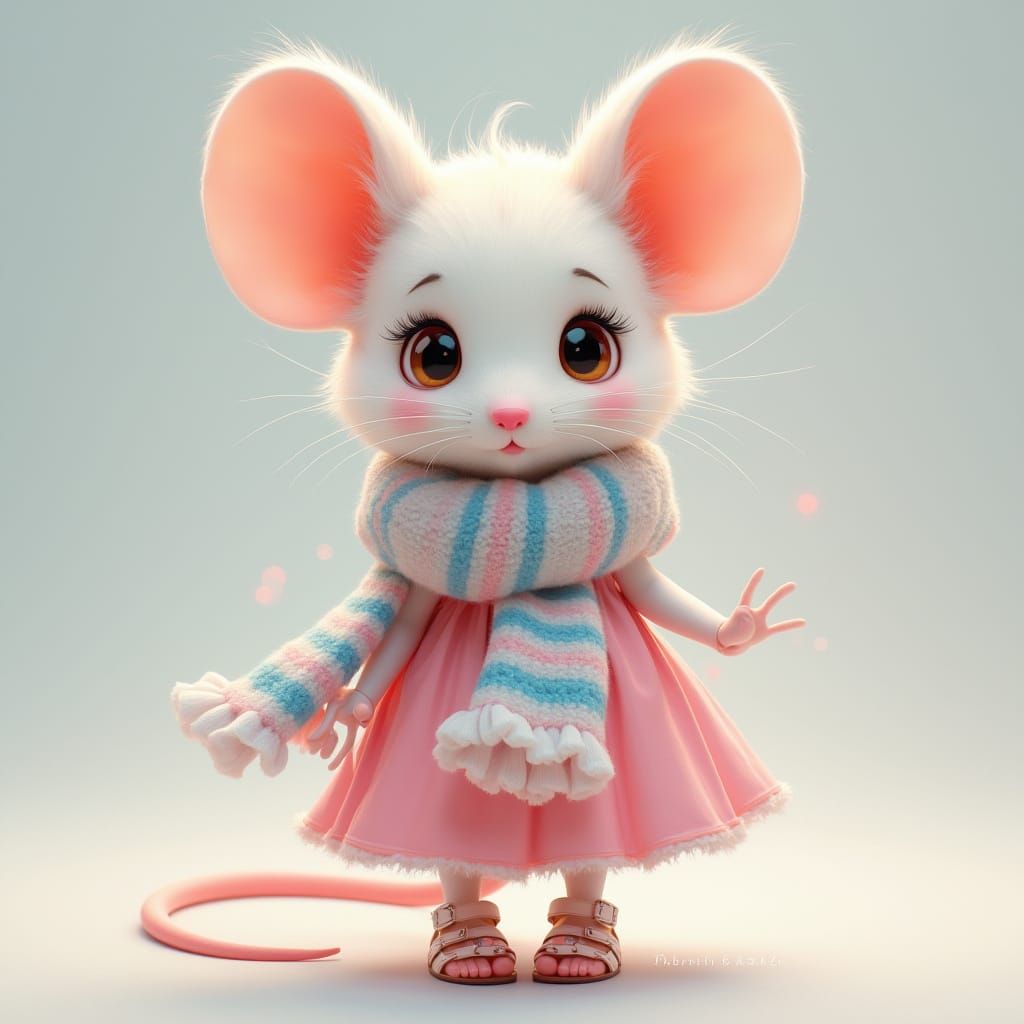 Shy Mouse Portrait in Digital Art Style