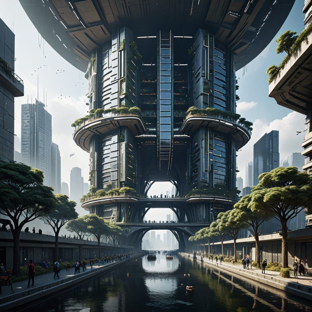 Futuristic Megastructure in Urban Ecosystem