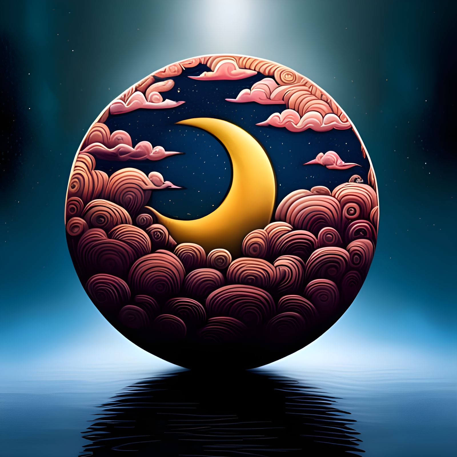 Whimsical Moon Fantasy with Glittering Stars