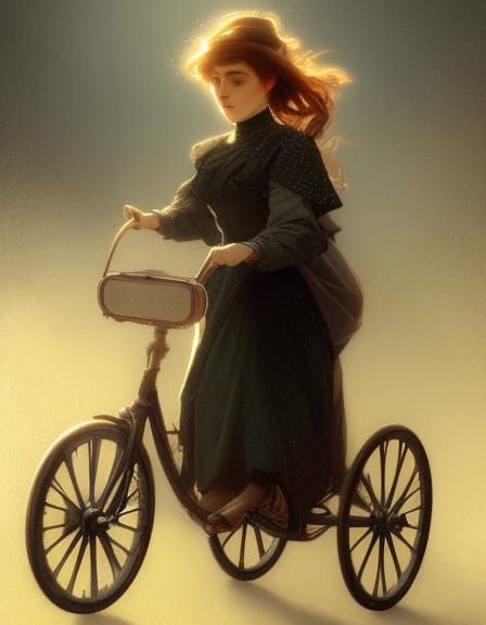 Victorian Lady on Tricycle Portrait