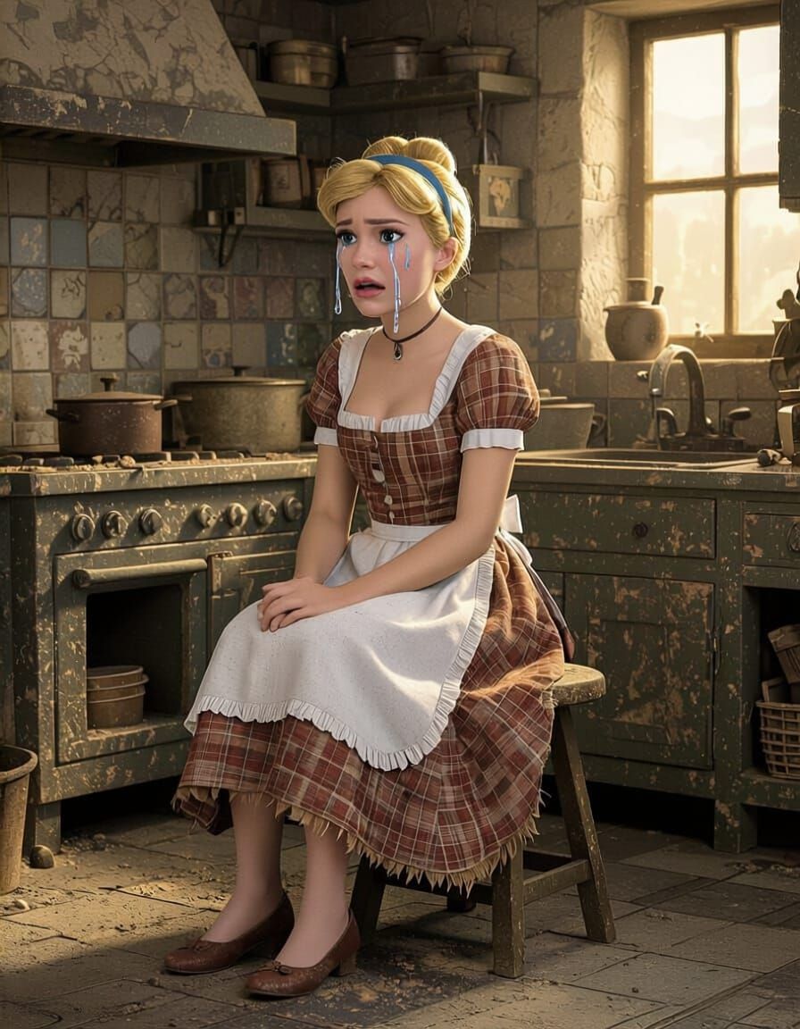 Cinderella Crying in a Dusty Kitchen