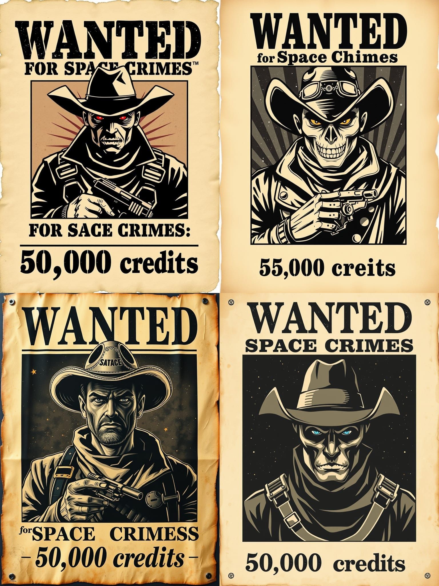 Retro Wanted Poster: Space Cowboy Outlaw