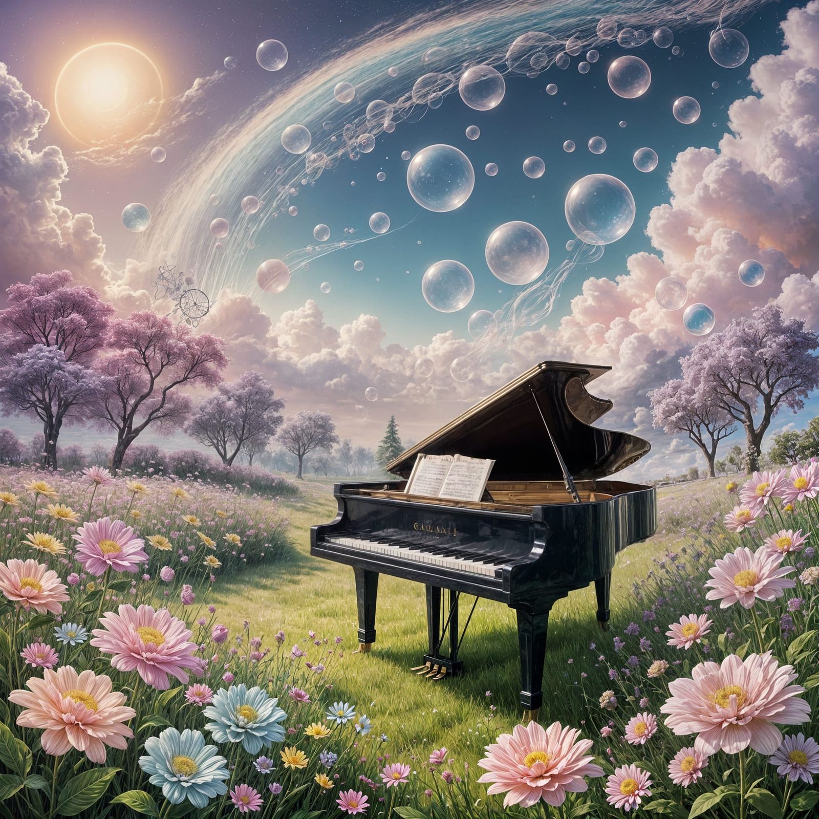 Dream Garden: A Surreal Dadaist Airbrush Painting