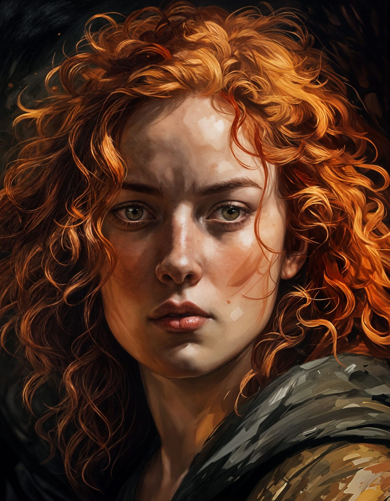 Close-Up Portrait of a Red-Haired Fighter-Thief