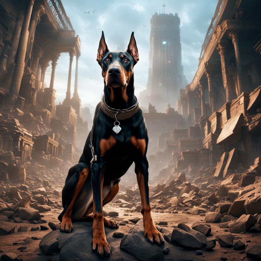 Dramatic Digital Painting of a Doberman