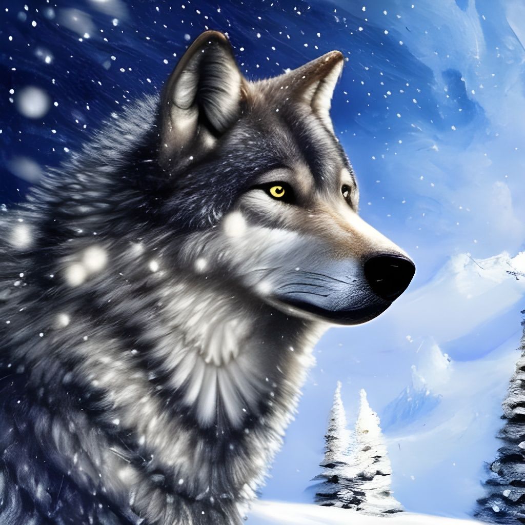 Wolf in Baroque Sci-Fi Impasto Painting