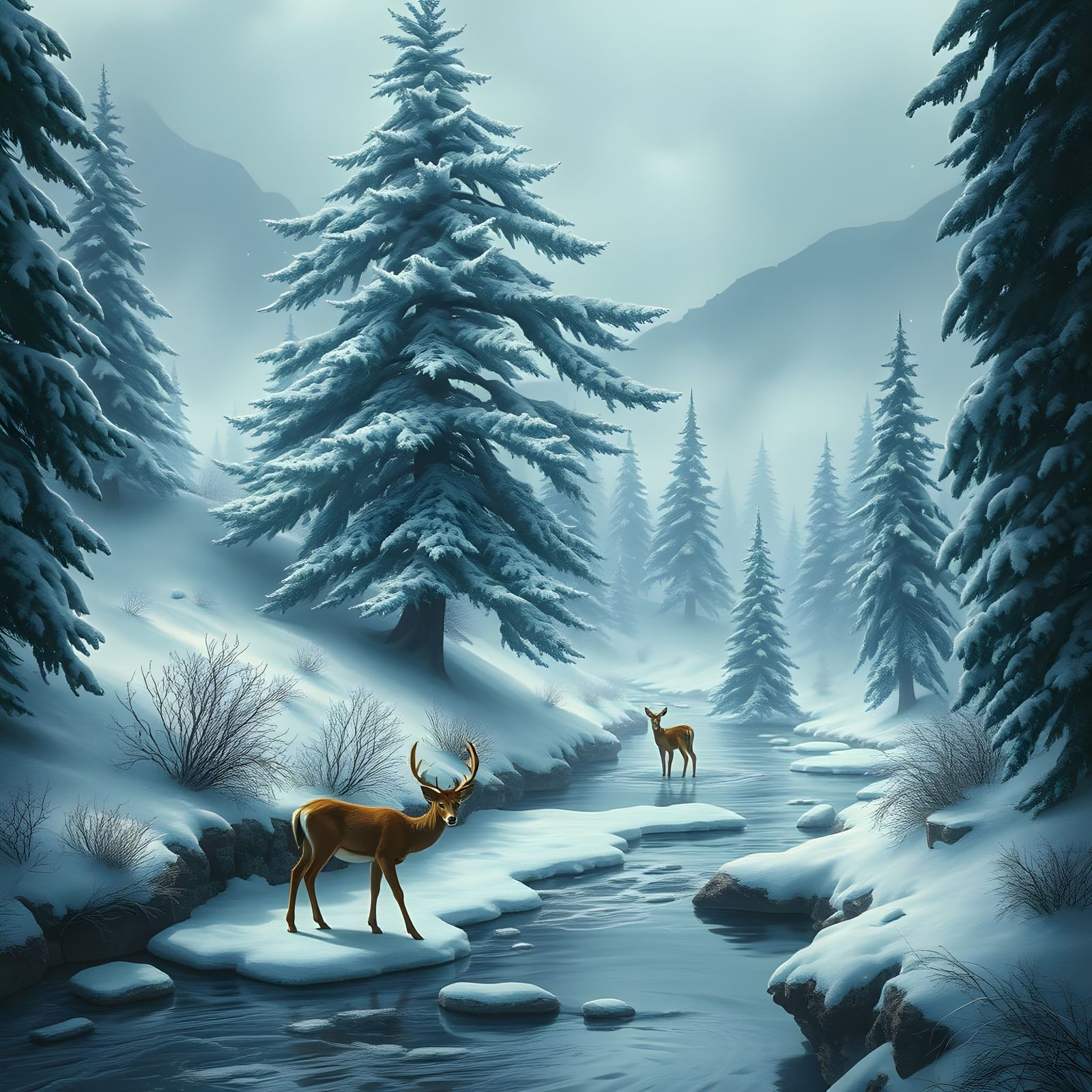 Cosmic River in Snowy Hills