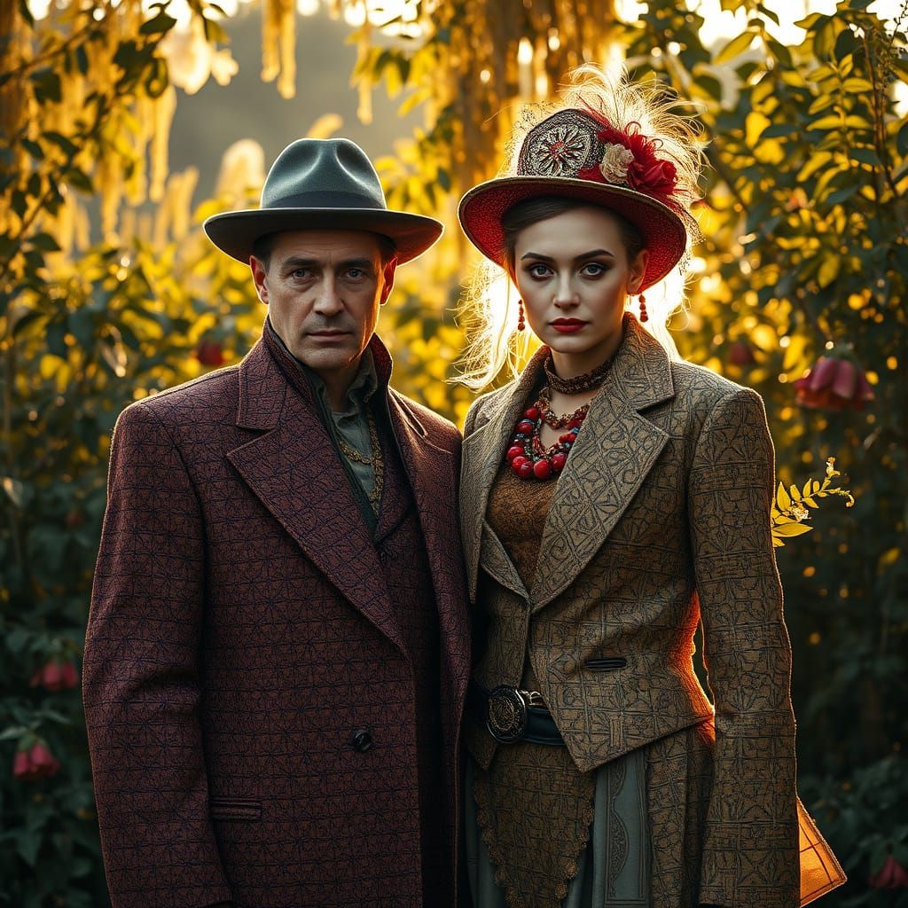 Couple in Golden Light, Conceptual Art Style