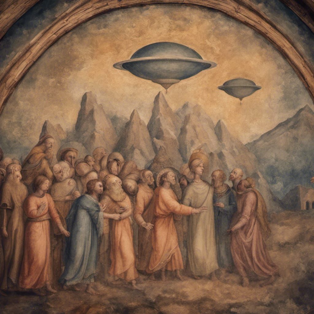 Medieval Fresco of Alien Landing Scene