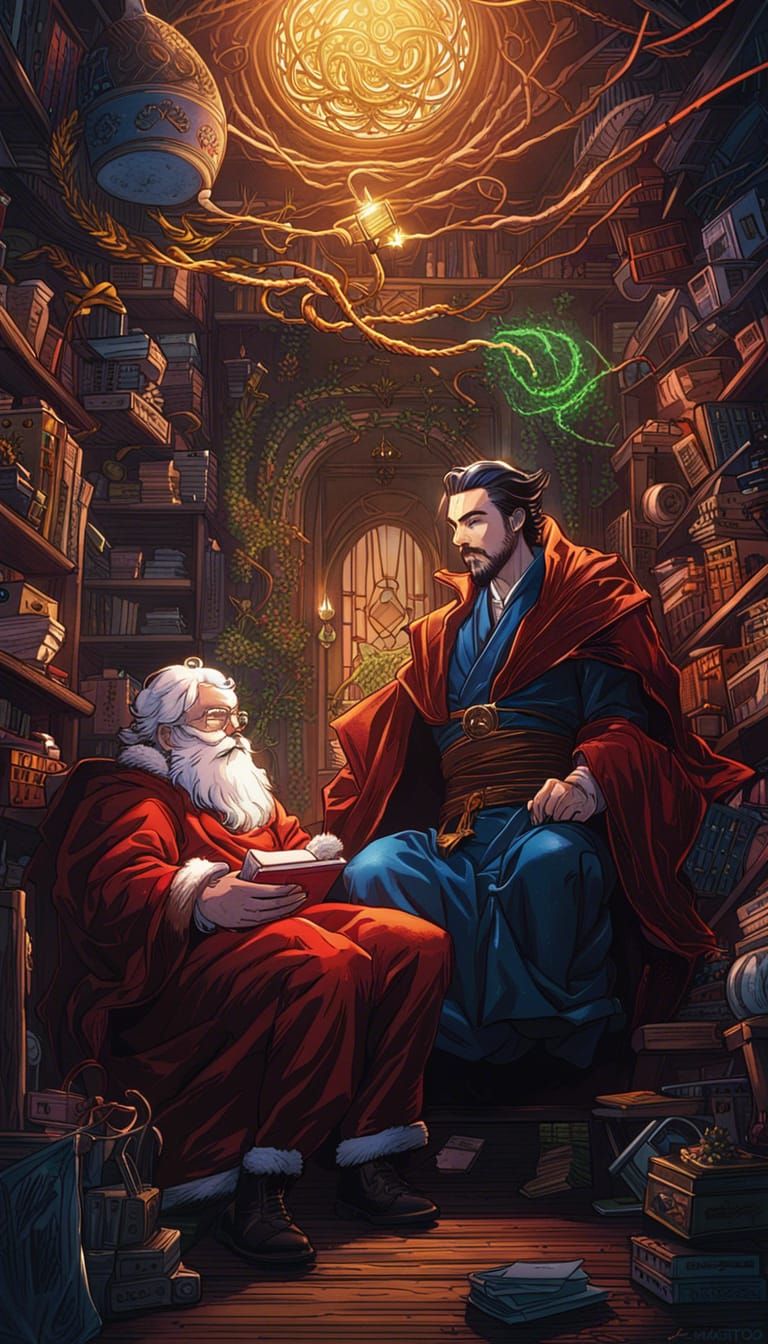 Dr. Strange and Santa Claus in Comic Book Art