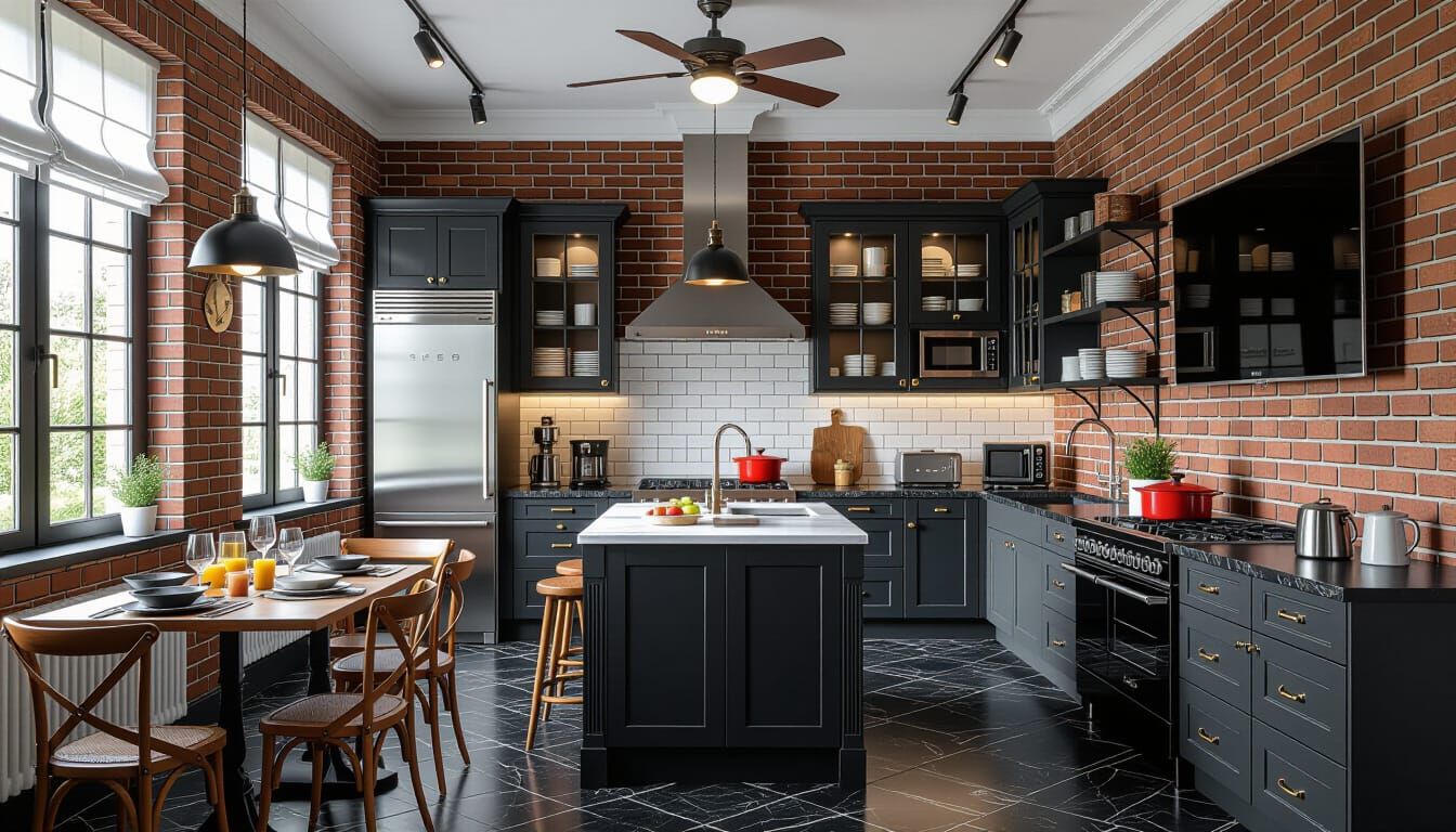 Vibrant Victorian Kitchen with Modern Appliances