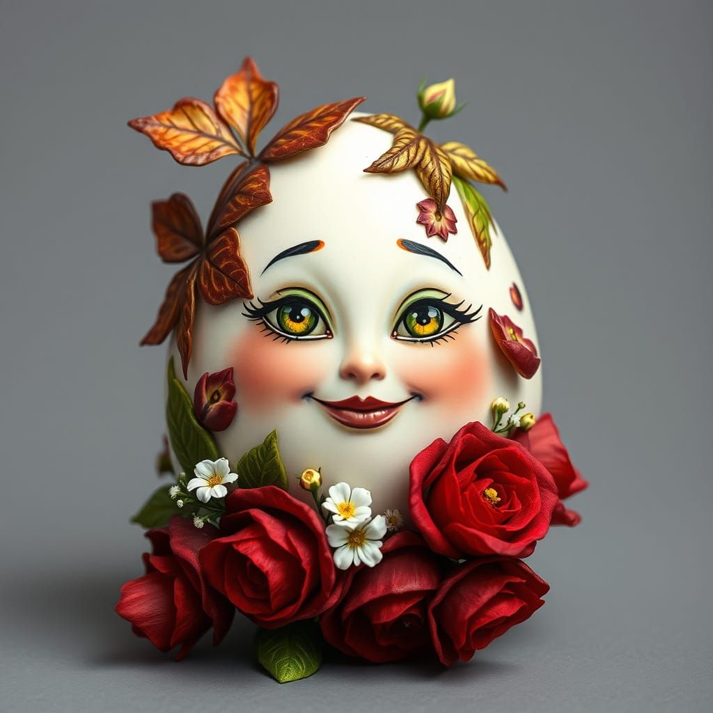 Whimsical Fantasy Egg in Floral Style
