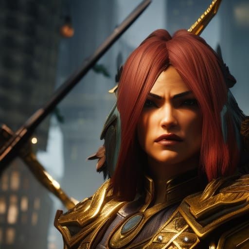 Hyperrealistic Female Boxer in Splash Art Style