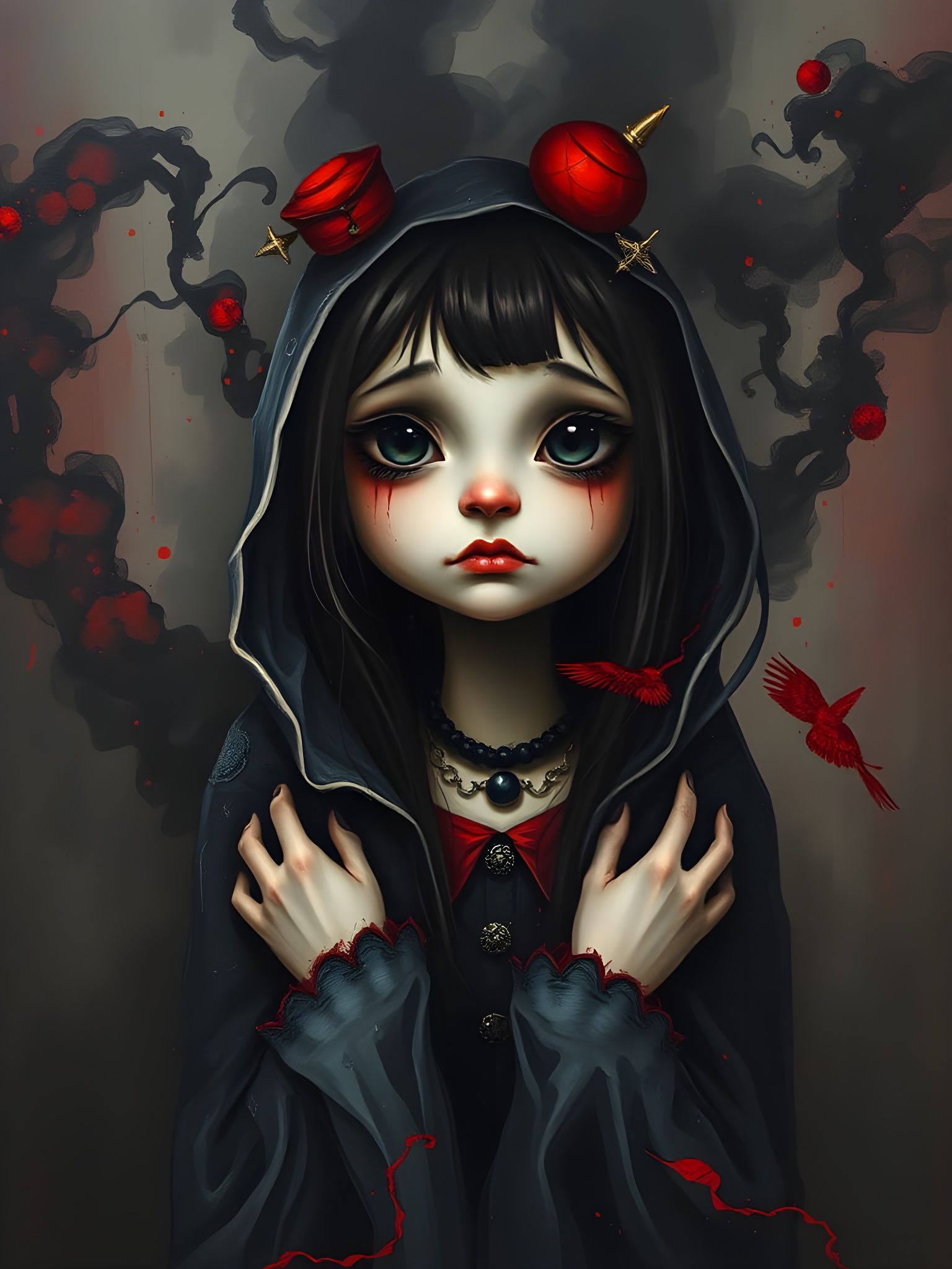 Goth Punk Girl in Art Brut Style