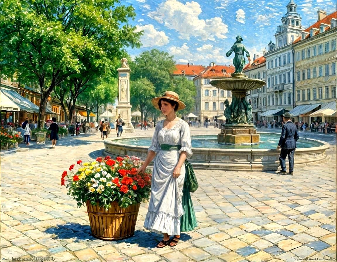 Vienna Flower Seller, Summer 1884 Impressionist Painting