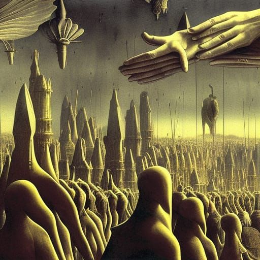 Surreal Moor with Ghosts in Watercolor Style