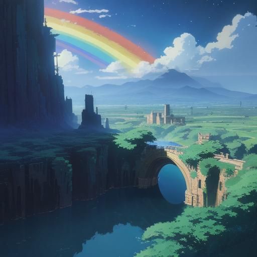 Rainbow in Studio Ghibli Anime Style