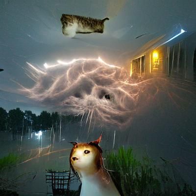 Dramatic Cat Portrait in Lightning Storm