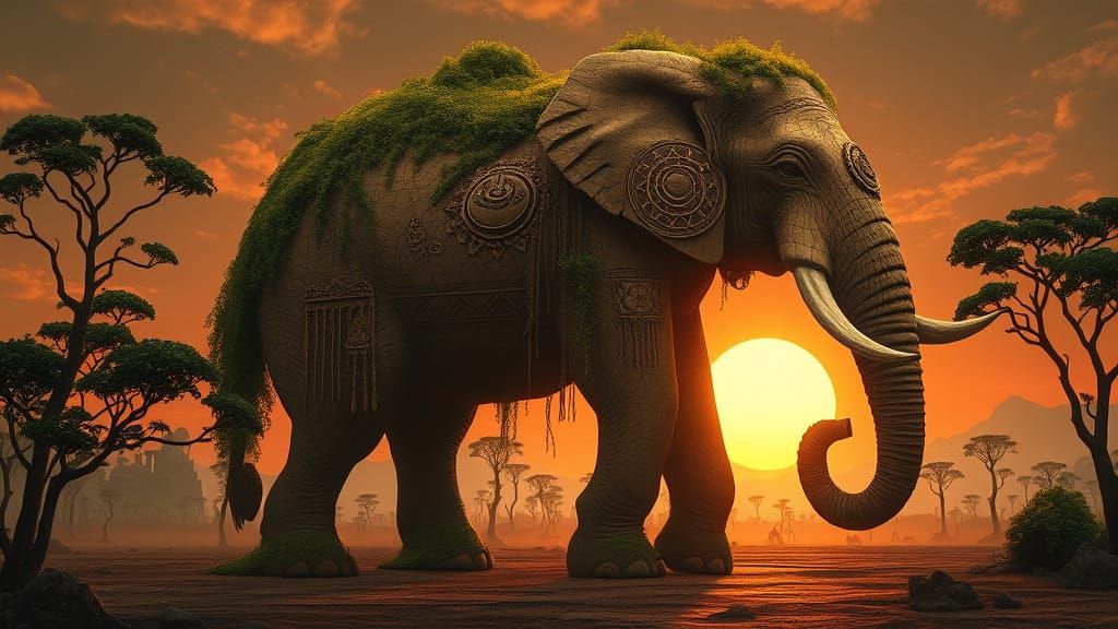 Ancient Elephant Temple in Post-Apocalyptic World