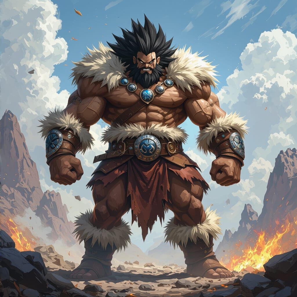 Titanic Super Saiyan Barbarian Warrior in Leather