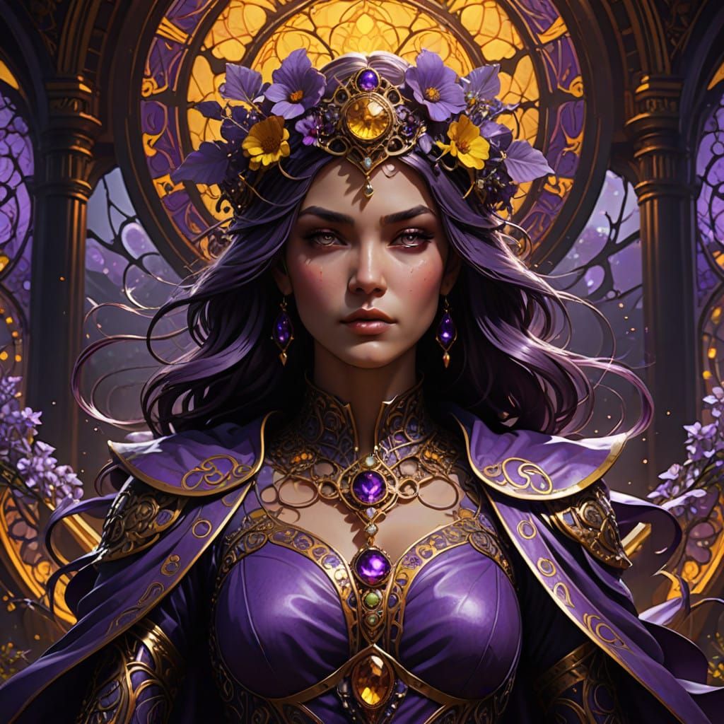 Elegant Fantasy Woman in Dark, Ornate Elegance