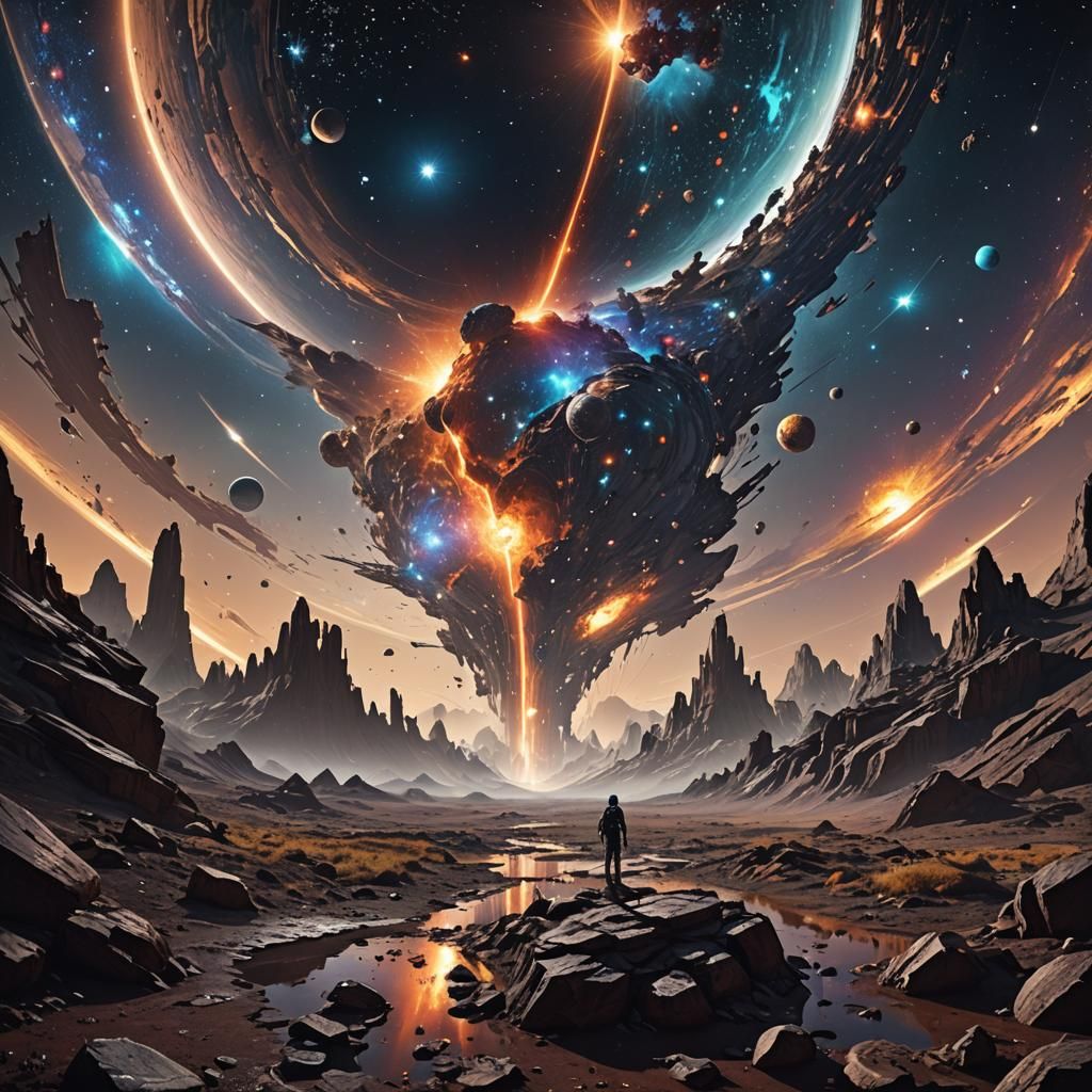 Cosmic Vista in Hyperdetailed Splash Art Style