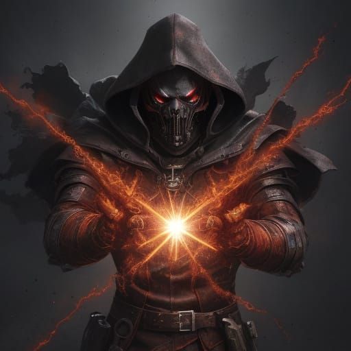 Mystical Metal Mage in Rust Red Aura