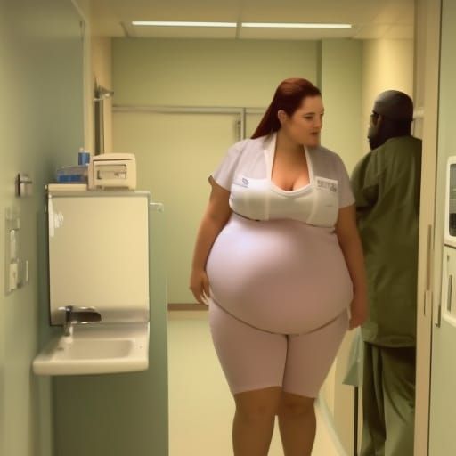 BBW Nurse and Obese Man in Hospital