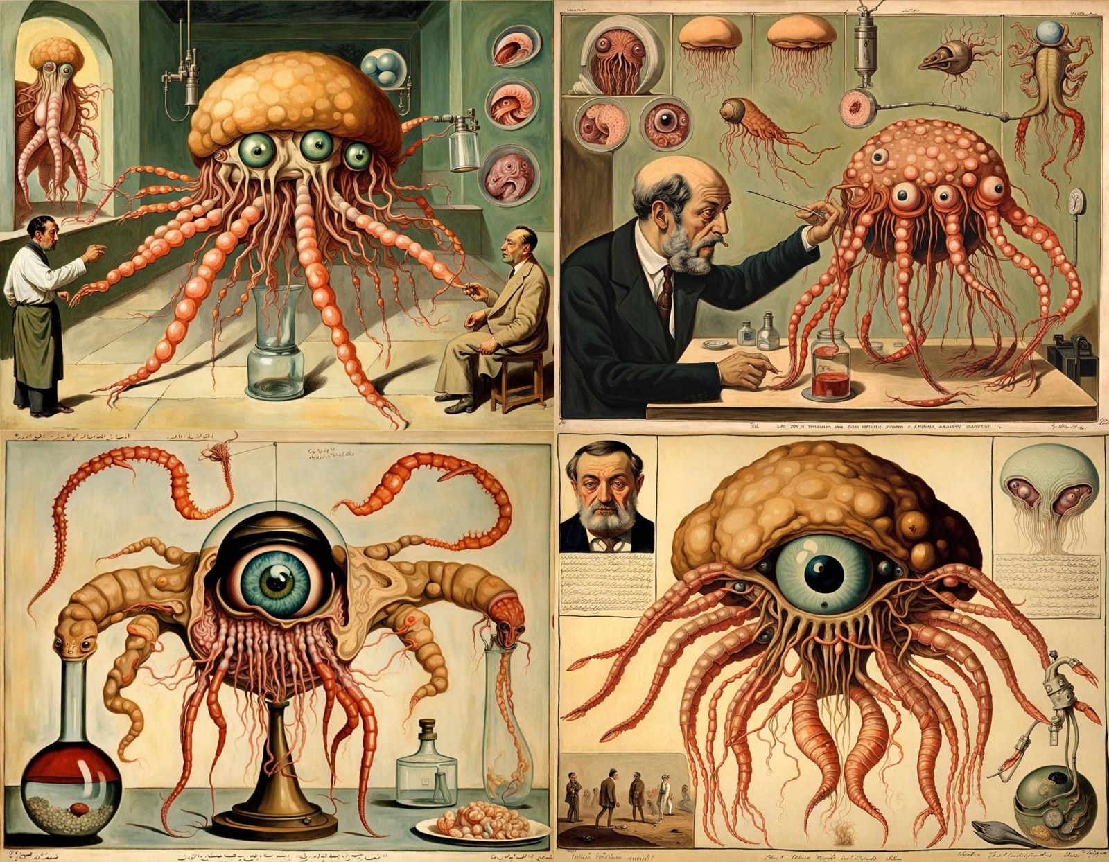 Surreal Lab Creation Inspired by Kokoschka and Lippi