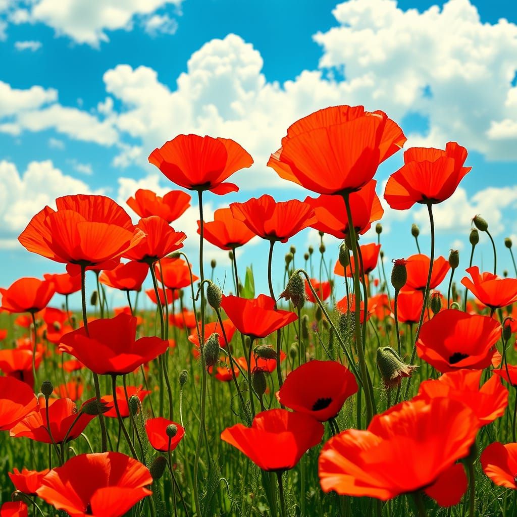 Vibrant Poppy Field in Full Bloom