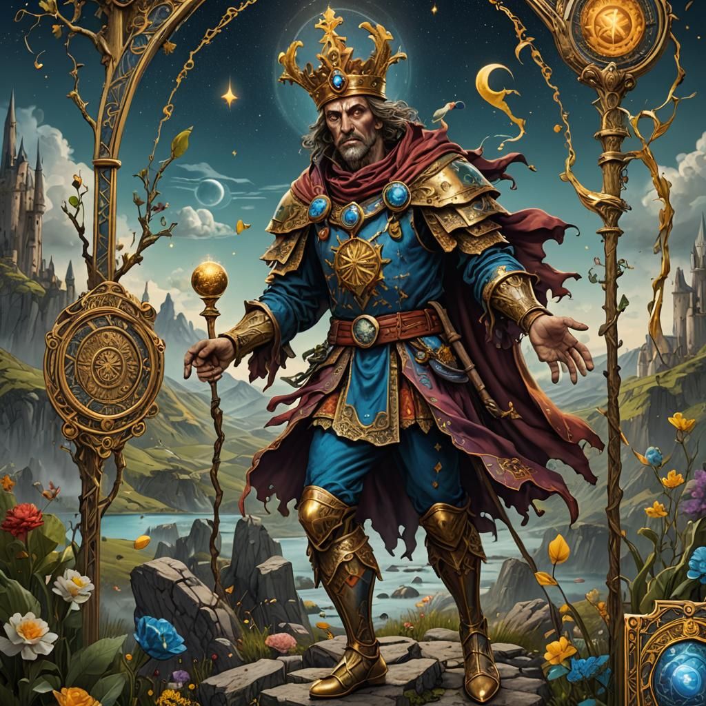 Detailed Tarot Card 'The Fool' in Deep Color