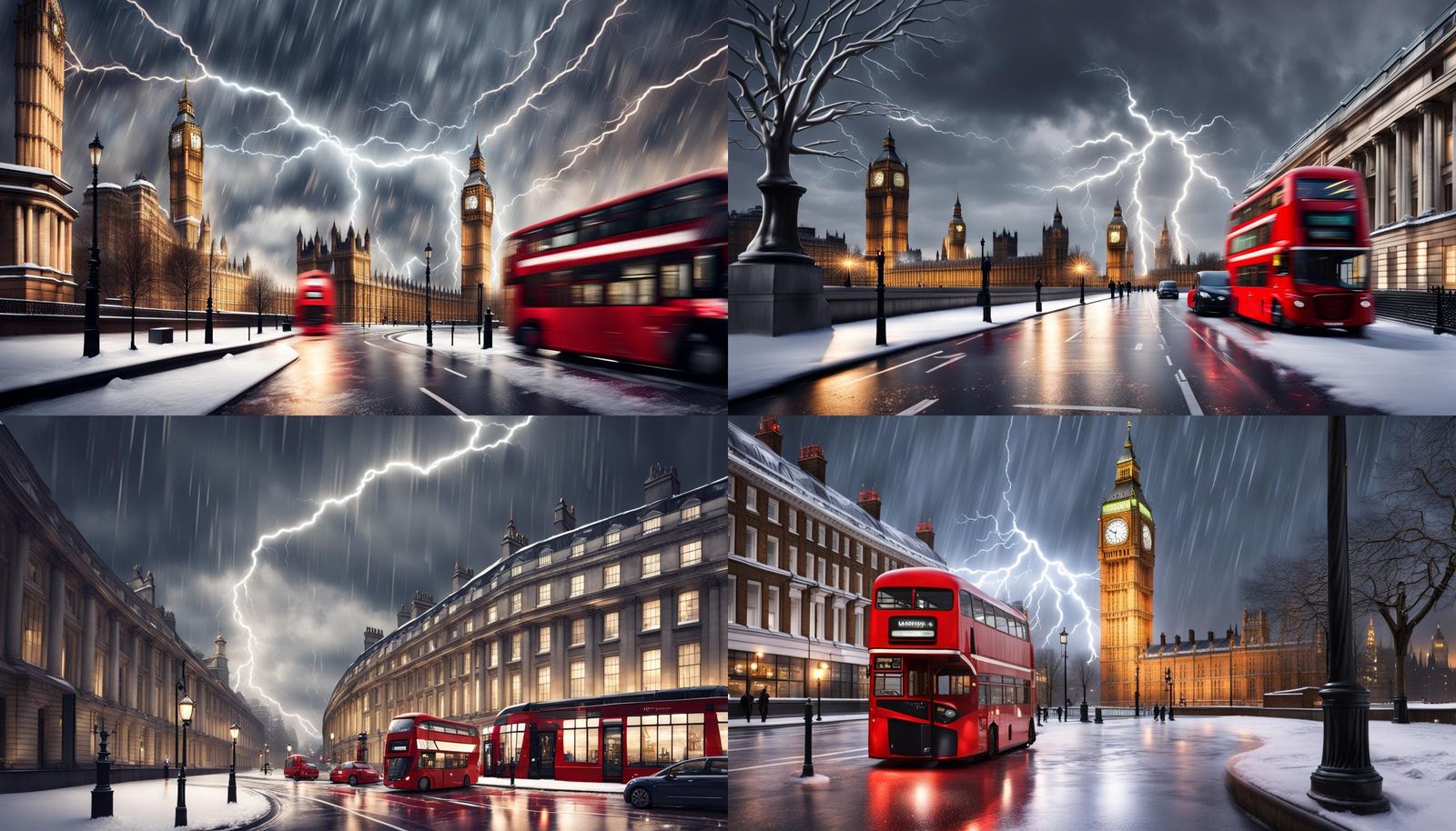 Winter Holiday Lightning Storm Over London