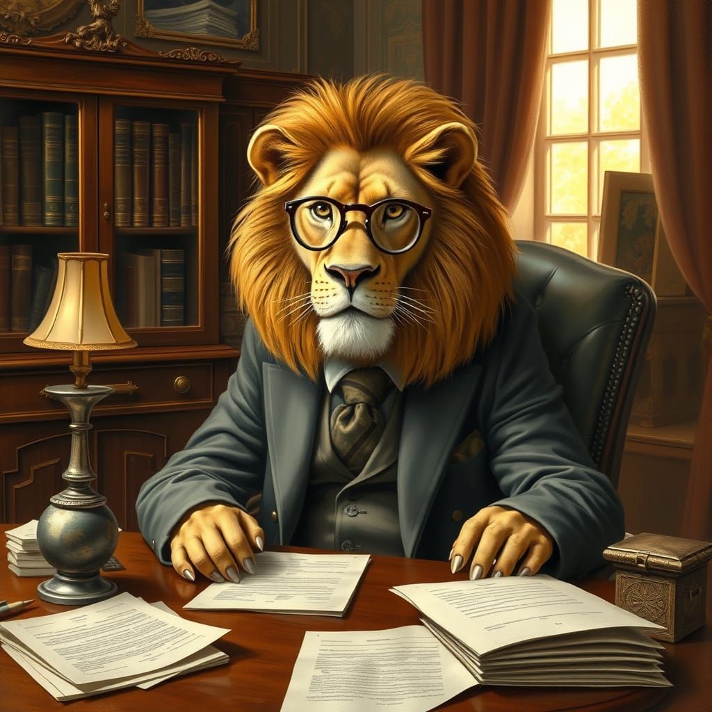 Lion in Suit and Monocle, Folklore Art
