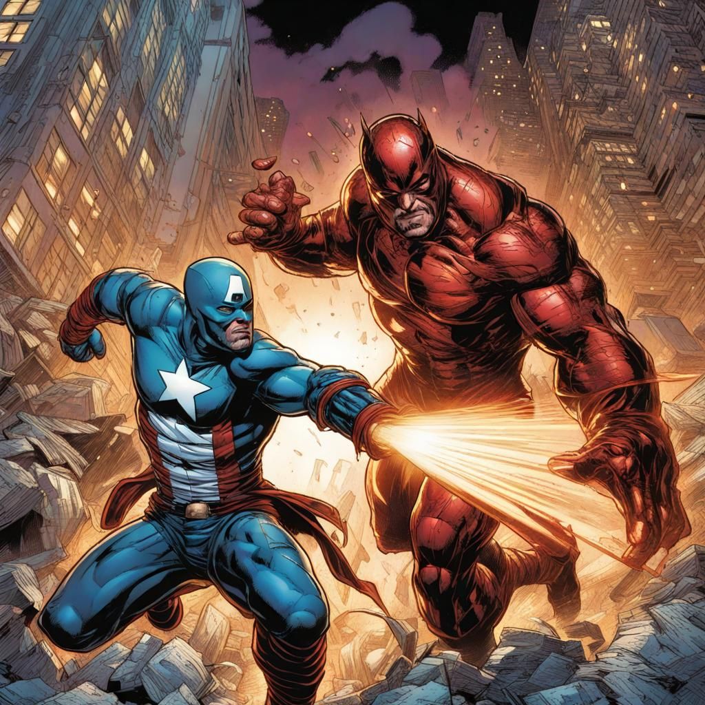 Dynamic Action Scene in Comic Book Style
