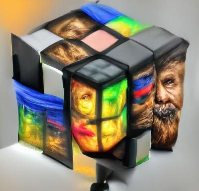 Faces in Rubik's Cube: 4D Detailed Painting
