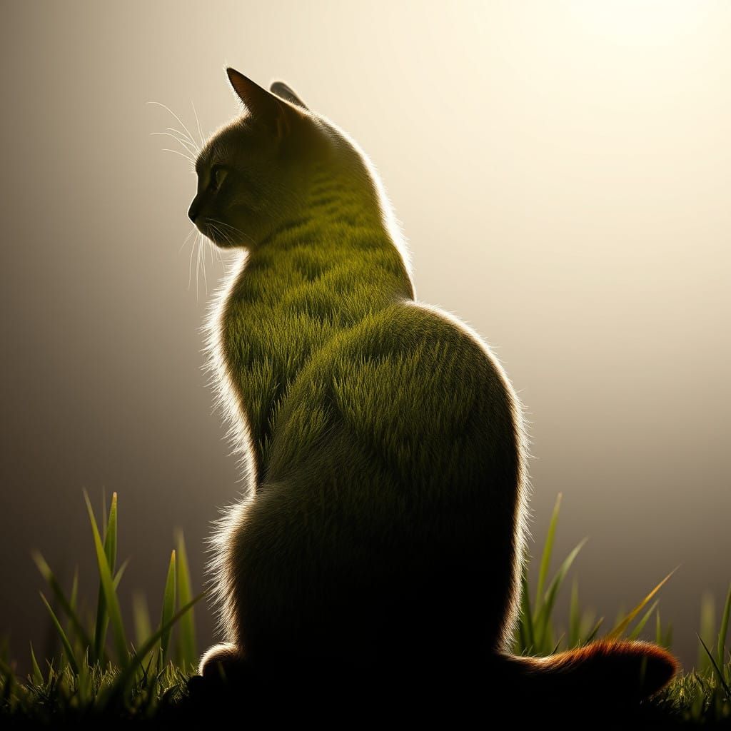 Elegant Feline Form in Serene Landscape