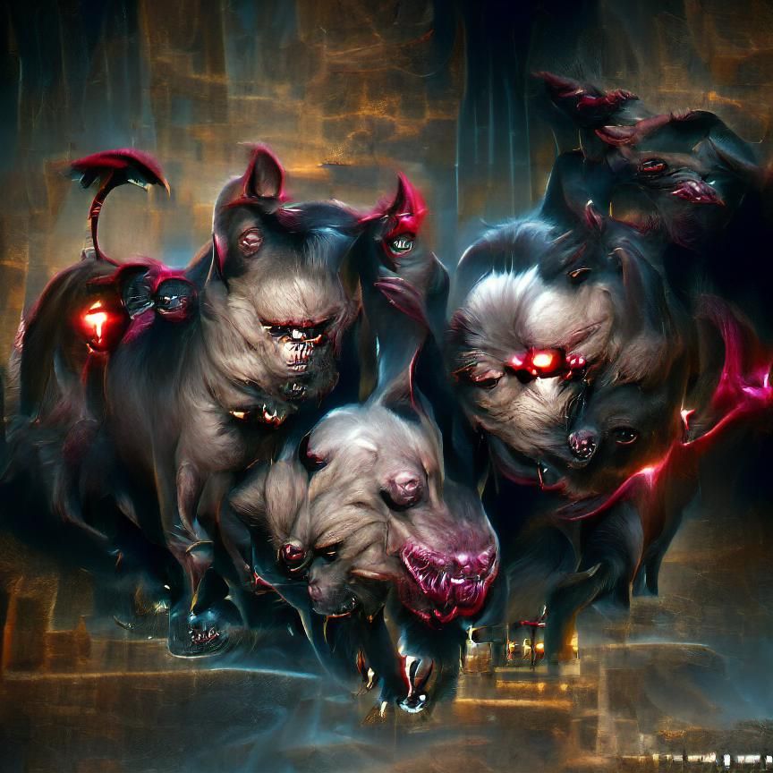 Cerberus in a Dark Fantasy Style