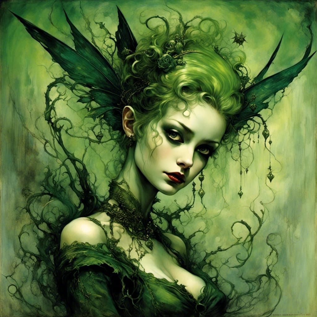 Cursed Lovesick Tinkerbell in Dark Fantasy Style