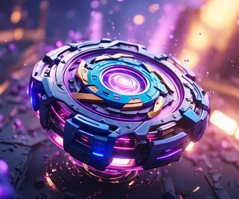 Beyblade with Purple Neon Bokeh, 8K Resolution