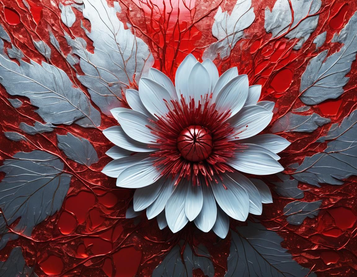 Ethereal Abstract Floral Art in Mixed Media Style
