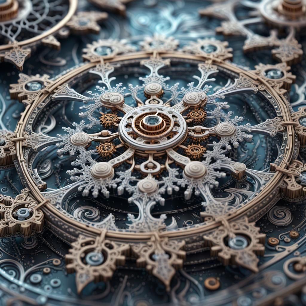 Steampunk Winter Wonderland with Filigree Snowflakes