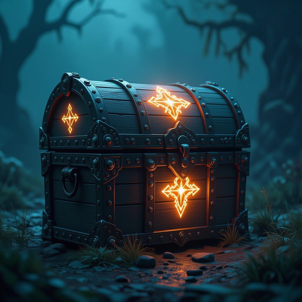 Mystical Treasure Chest in Futuristic Style