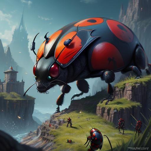 Ladybug Crime Fighter: Detailed Fantasy Concept Art