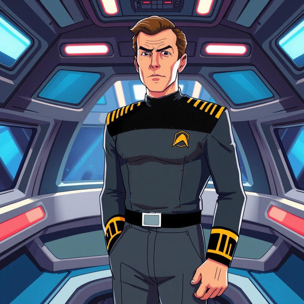 Kirk in Shuttle: Manga Scan Anime Style