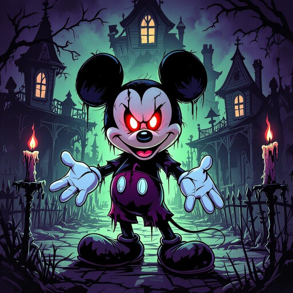 Sinister Mickey Mouse in Haunted Mansion