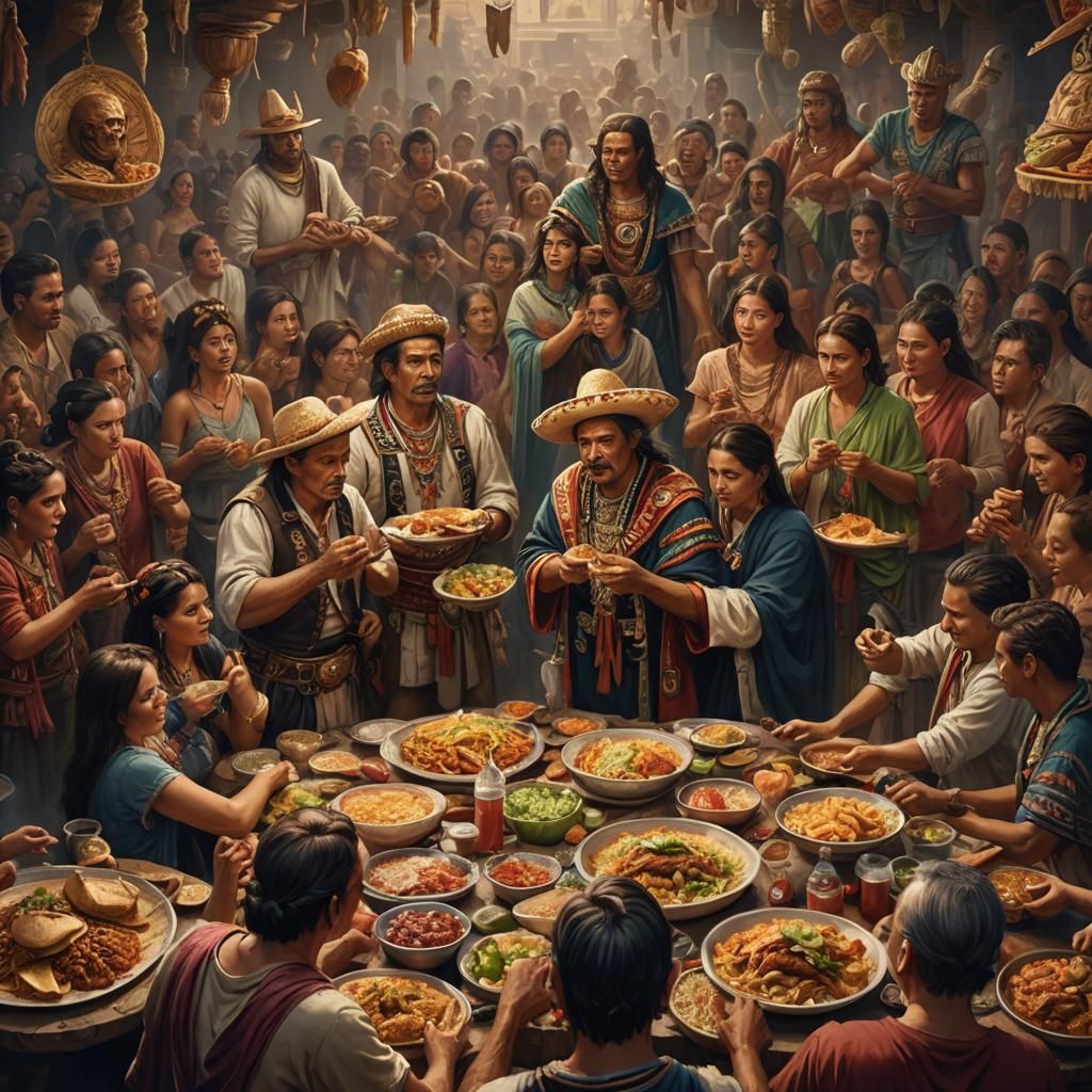 Aztecs Offered Modern Mexican Food, Digital Art