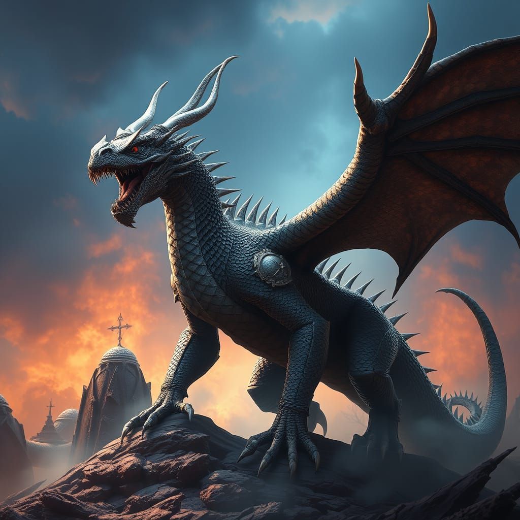 Majestic Fantasy Dragon in Scaled Armor