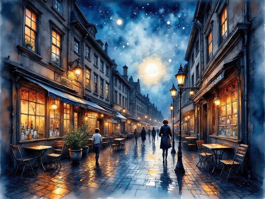 Moonlit Mystery: Ink Art on Berlin Streets